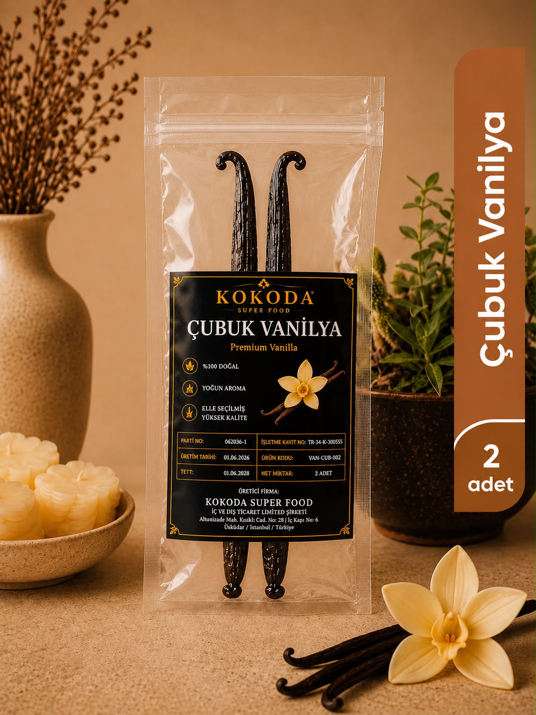 Vanilya Çubuğu (Çubuk Vanilya) - 18/20 cm - 2'li Vakum Paket